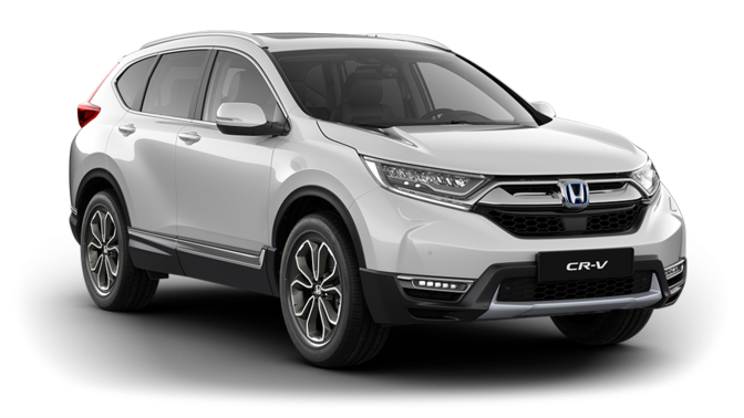 Tříčtvrtinový pohled zpředu na model Honda CR-V.