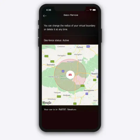 Bezpečnostní rozhraní My Honda Plus na displeji mobilního telefonu.