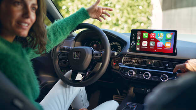 Interior close up of the infotainment system.